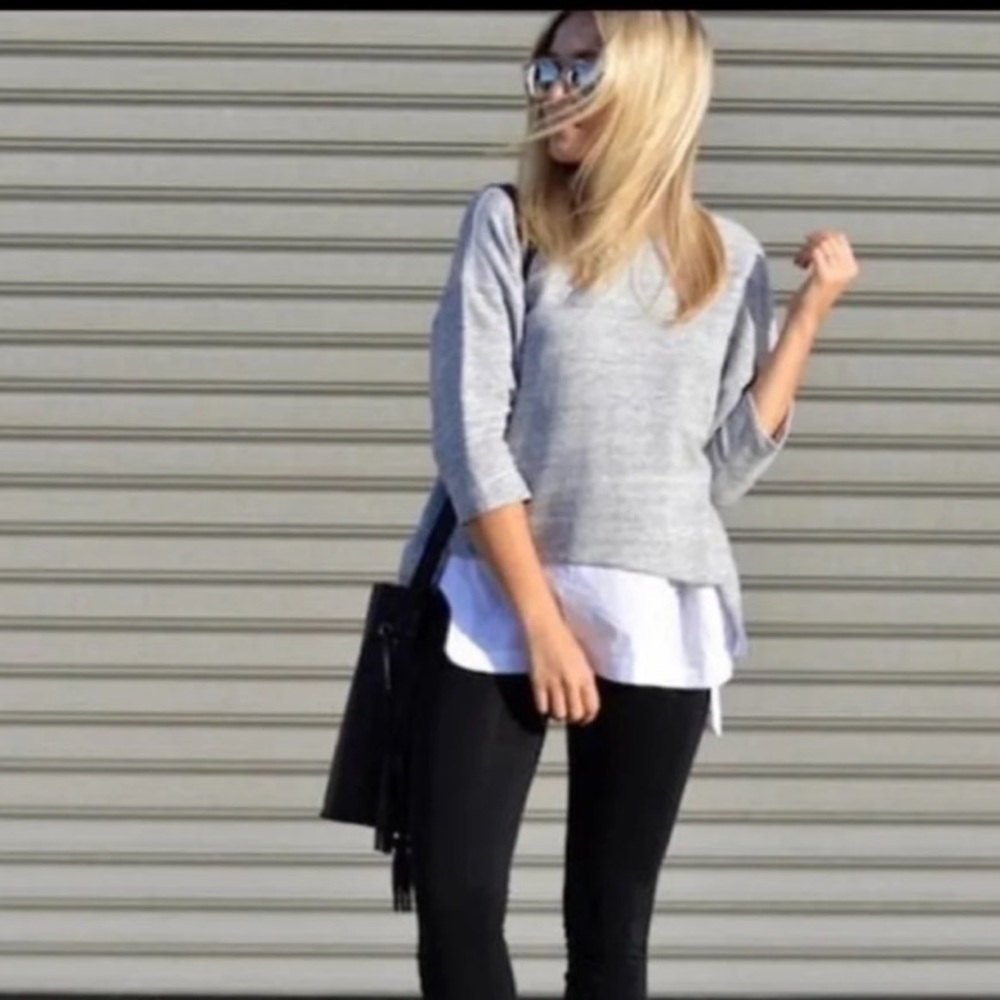 Athleta x Derek Lam Sweatshirt Gray Snaps Sweater Top Lounge Crop size Medium
